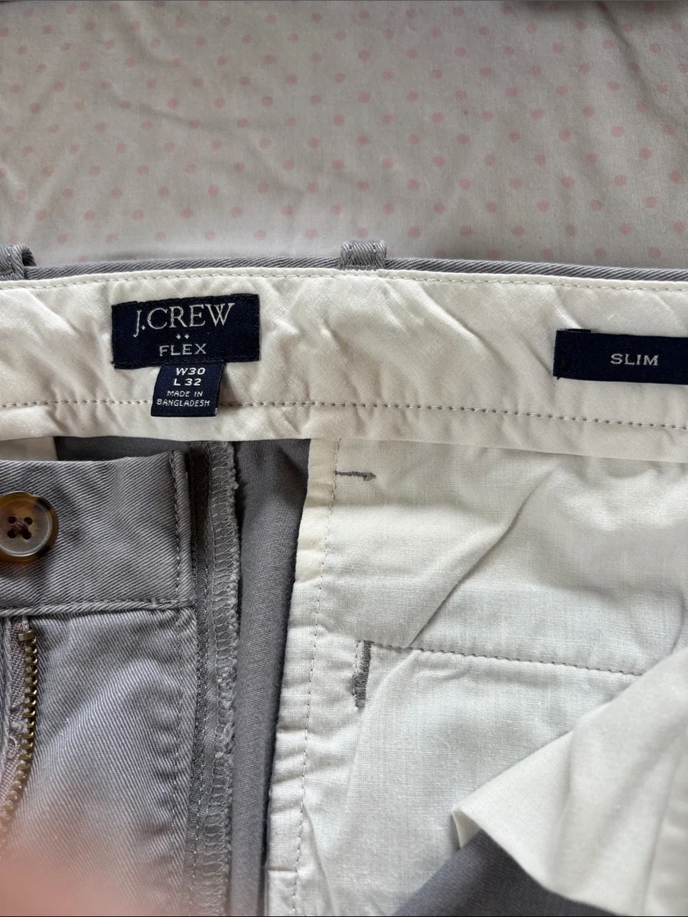 J. Crew Men's Light Gray Straight-Leg Chino Pants